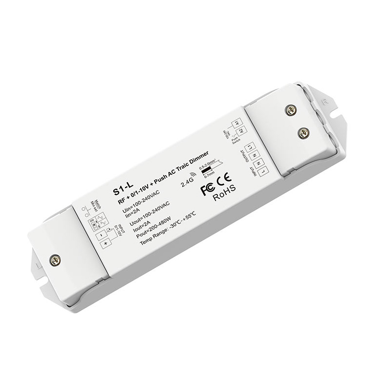 1CH*2A RF+0/1-10V Push AC Phase-cut Dimmer S1-L 1CH*2A RF+0/1-10V Push AC Phase-cut Dimmer S1-L